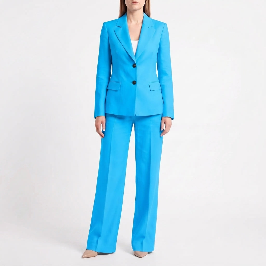 Dam Kostym med Blazer och Vida Byxor för Kontor