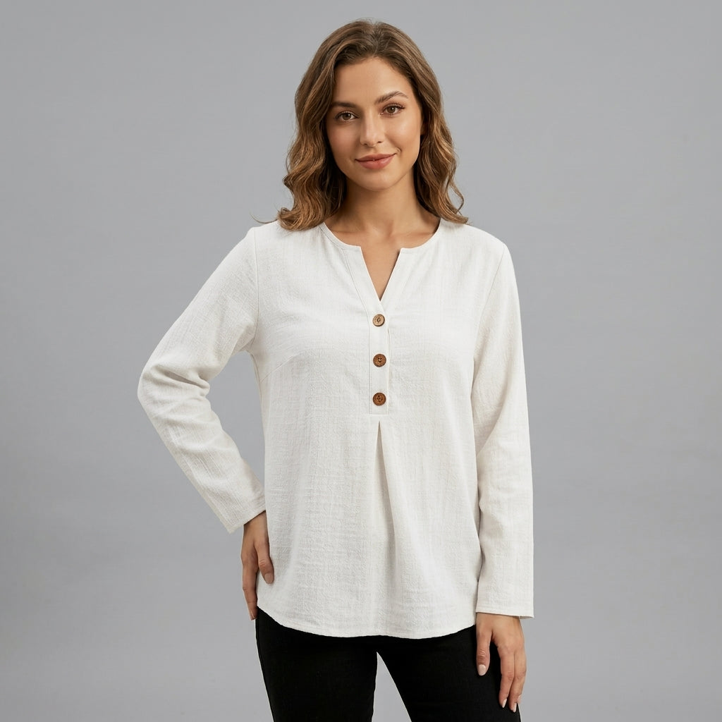 Della | Avslappnad Knapp-Front Topp