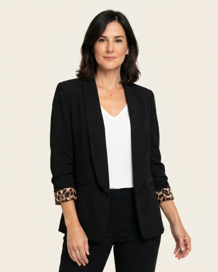 Valeria - Elegant Leopardmönstrad Ärmlös Kardi