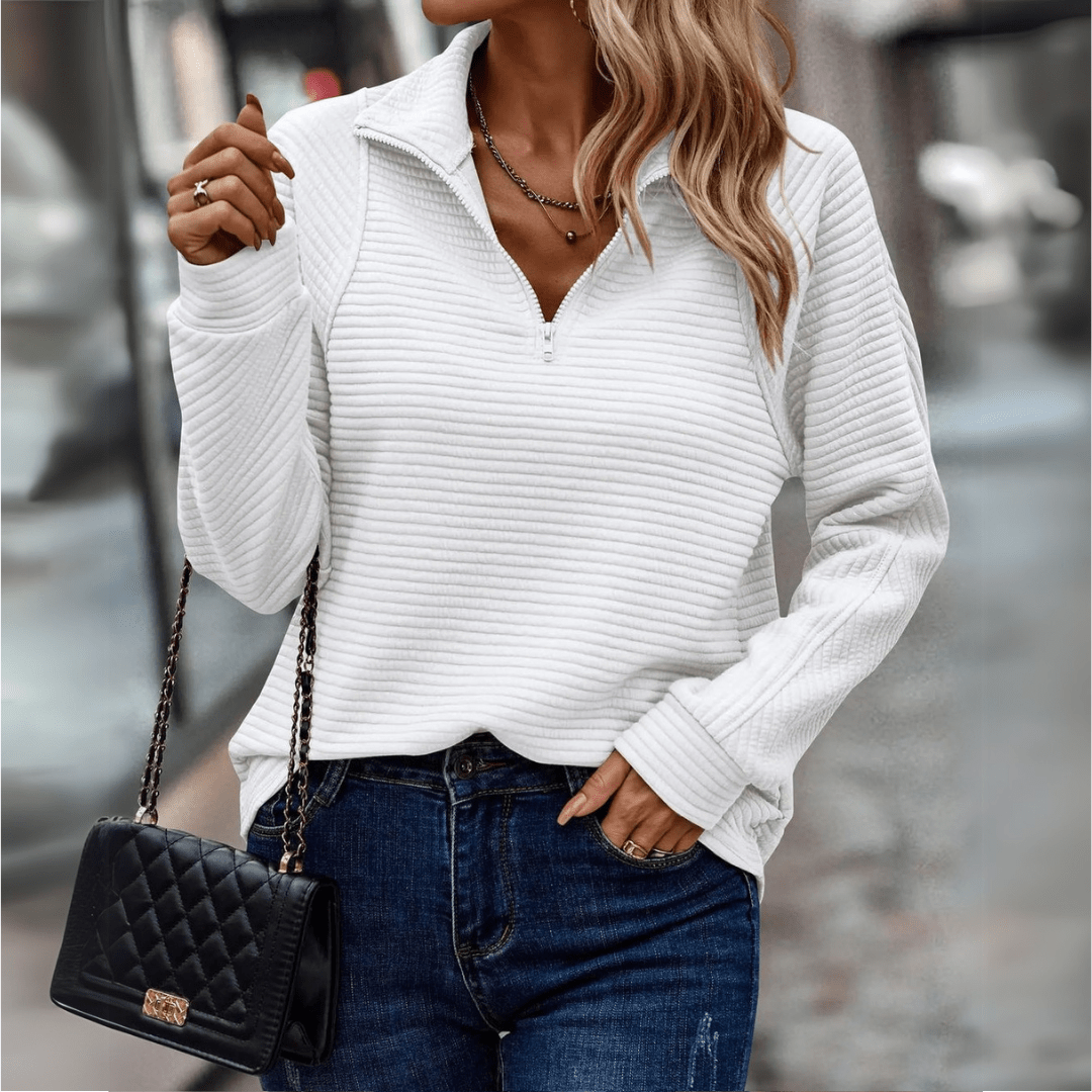 Katrina | Texturerad Halv-Zip Pullover