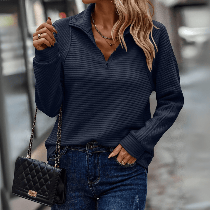 Katrina | Texturerad Halv-Zip Pullover