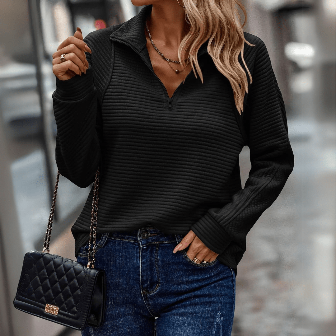 Katrina | Texturerad Halv-Zip Pullover