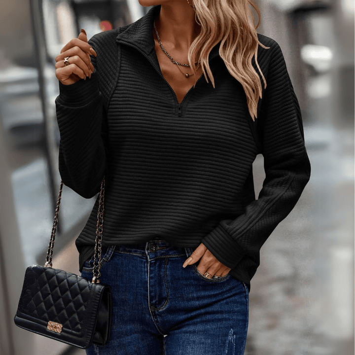 Katrina | Texturerad Halv-Zip Pullover