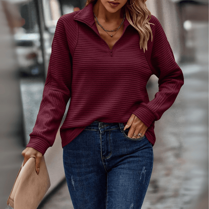 Katrina | Texturerad Halv-Zip Pullover