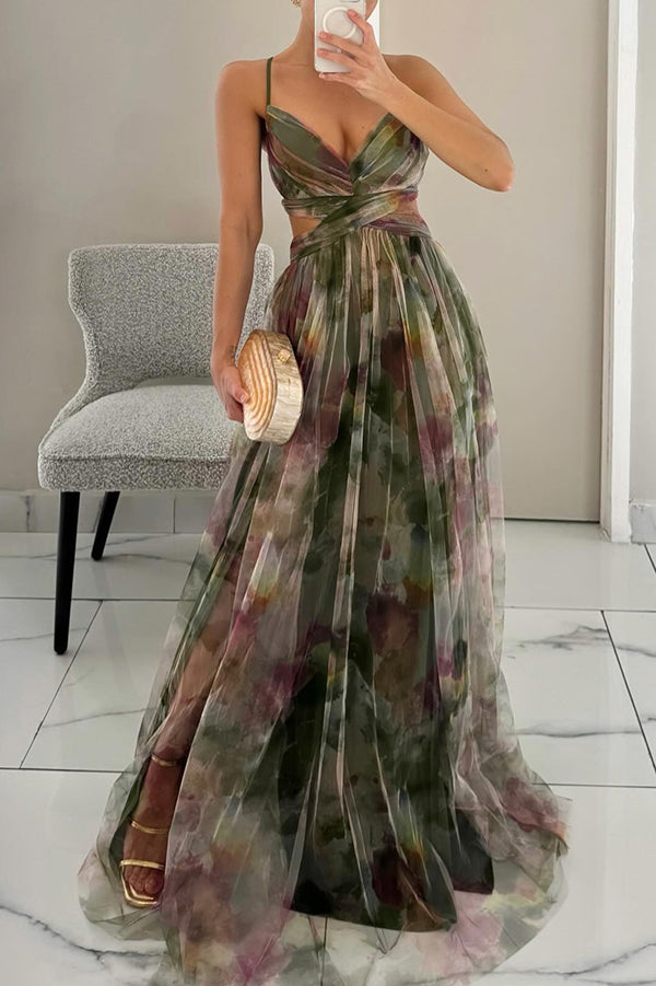 Alexia | Elegant ärmlös blommig kvällsklänning