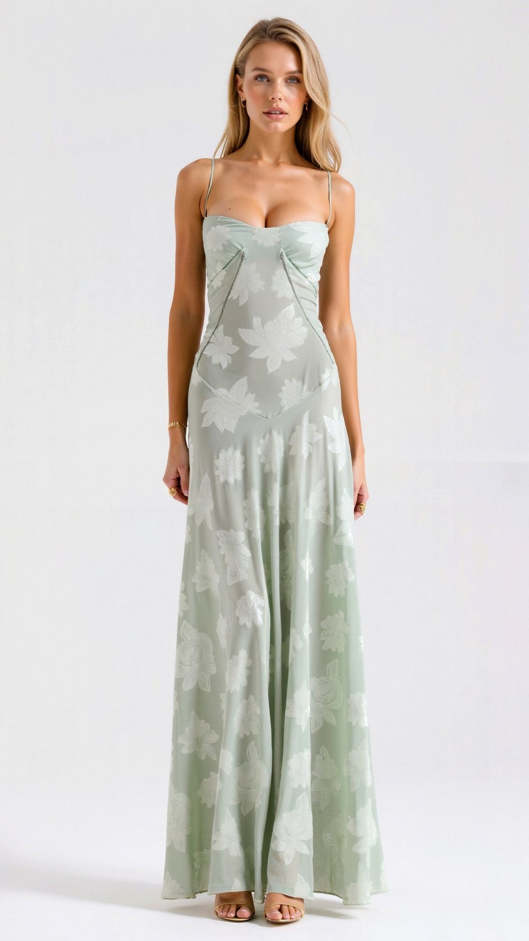 Lauren | Stilig Blommig Bustier Maxi Klänning