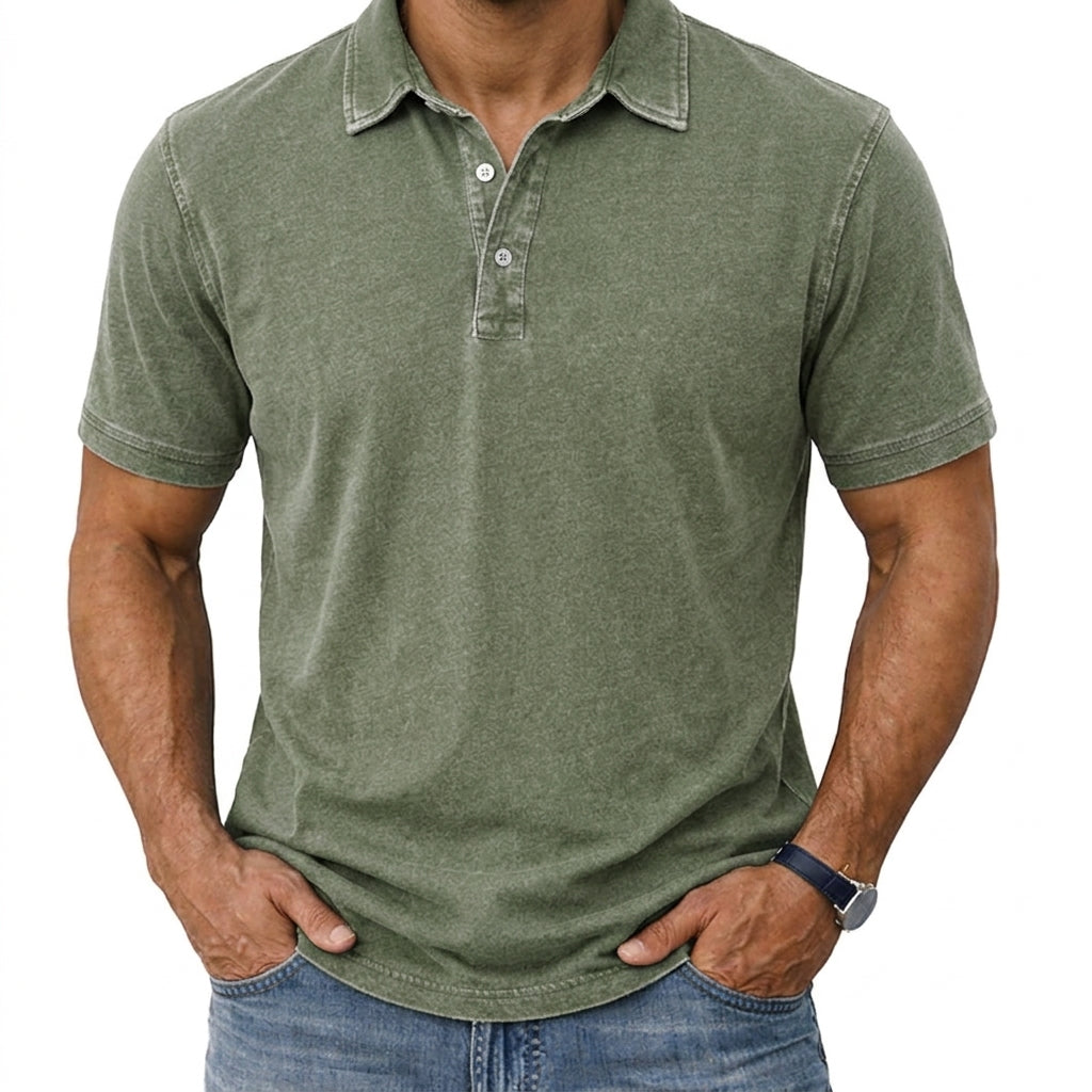 Hawthorne | Avslappnad Tvättad Polo T-shirt