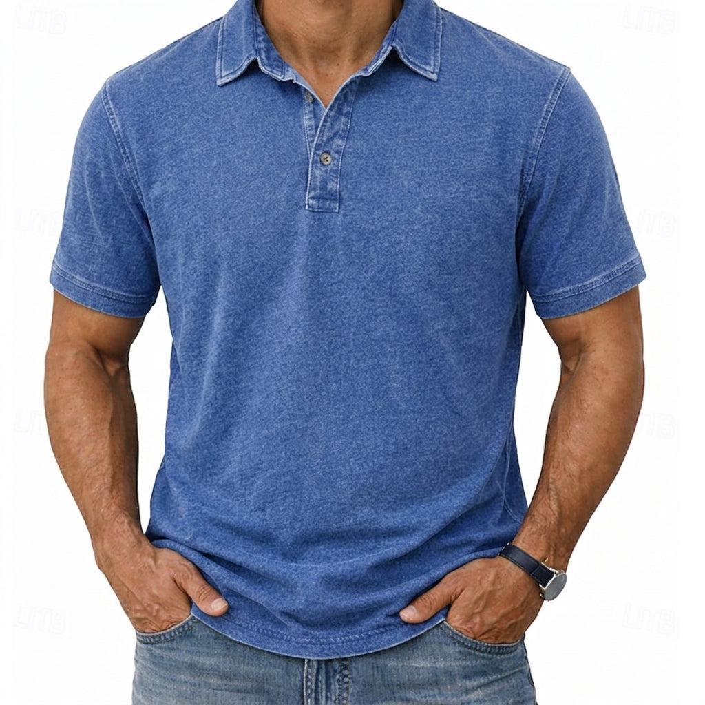 Hawthorne | Avslappnad Tvättad Polo T-shirt
