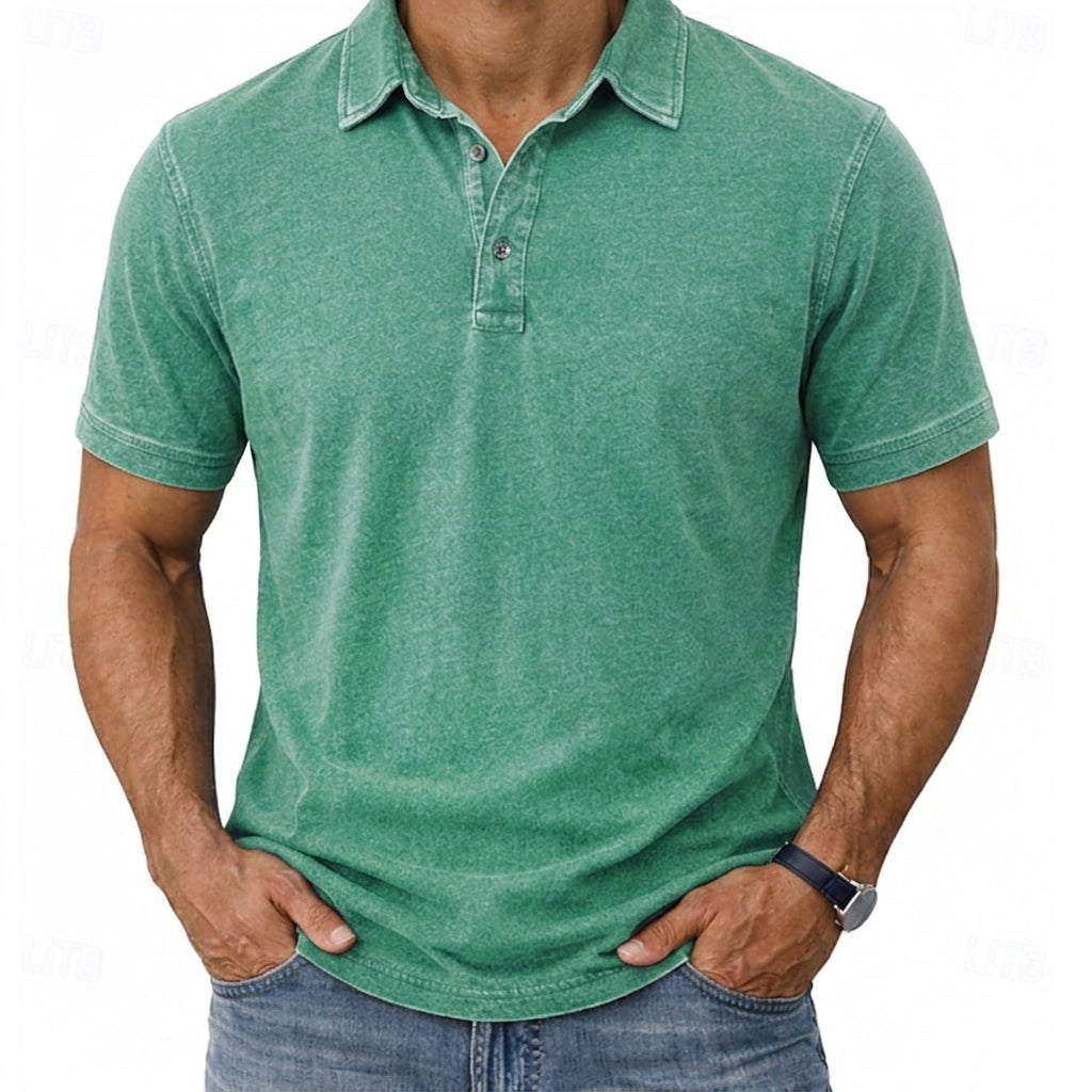 Hawthorne | Avslappnad Tvättad Polo T-shirt