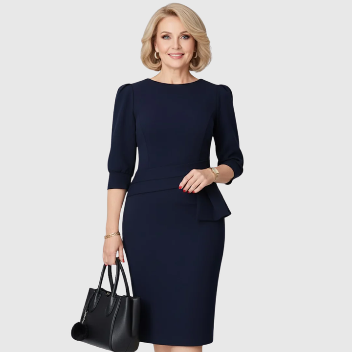 Claudine | Elegant Volang Peplum Midi Klänning