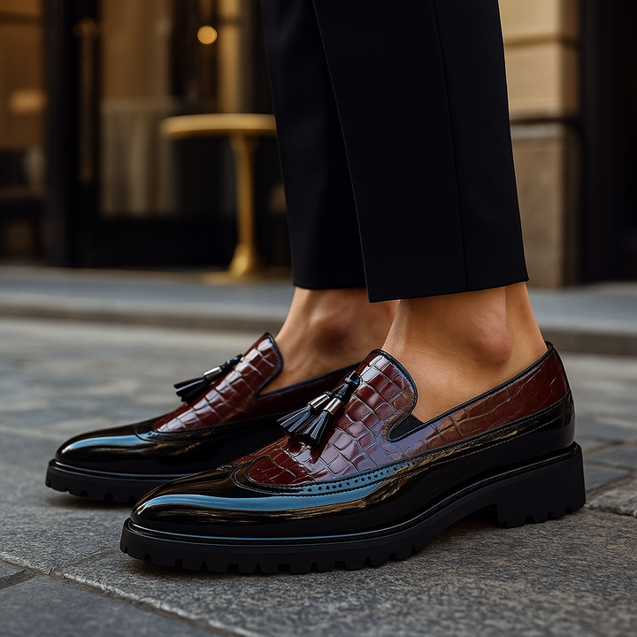 Dalton | Premium Krokodilprickade Fringed Loafers