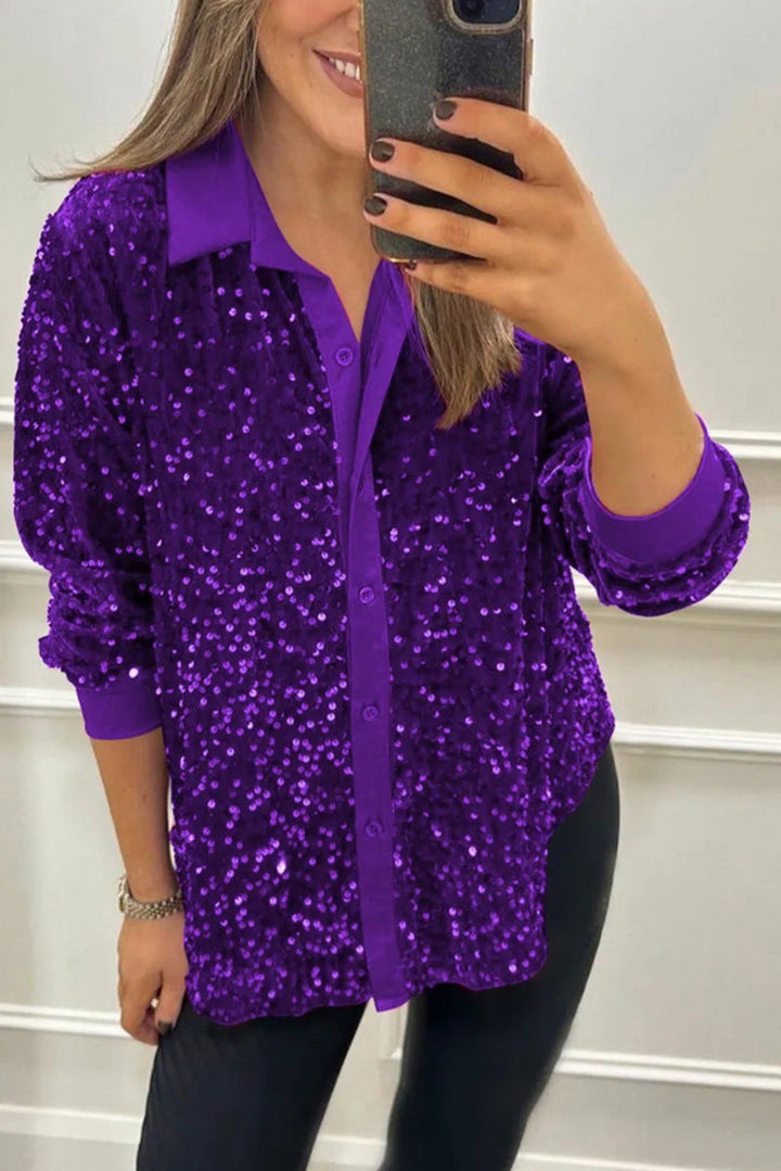 Claudia | Elegant Shimmer Krage Skjorta