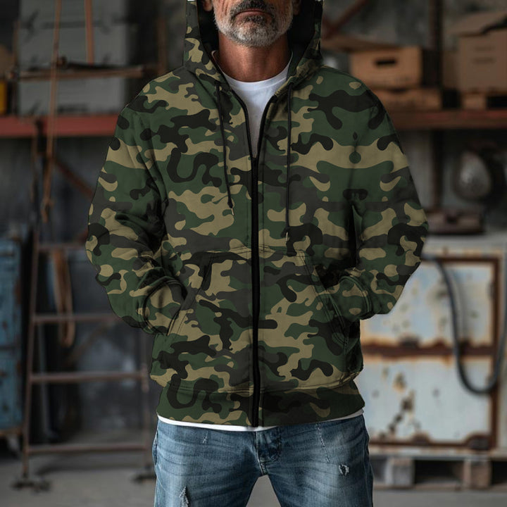 Ronan | Kamouflage Zip-Up Hoodie