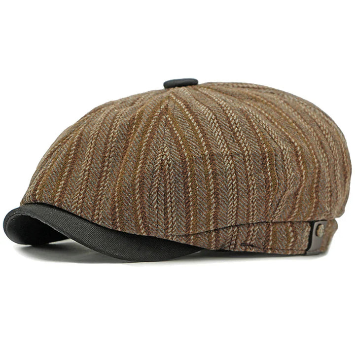 Dorian | Klassisk Randig Tweed Flat Cap