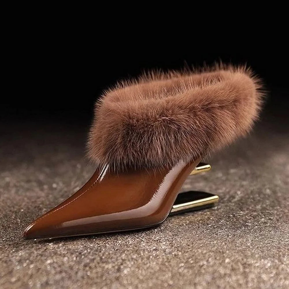 Alvina | Stilig Viskning Furry Klackar