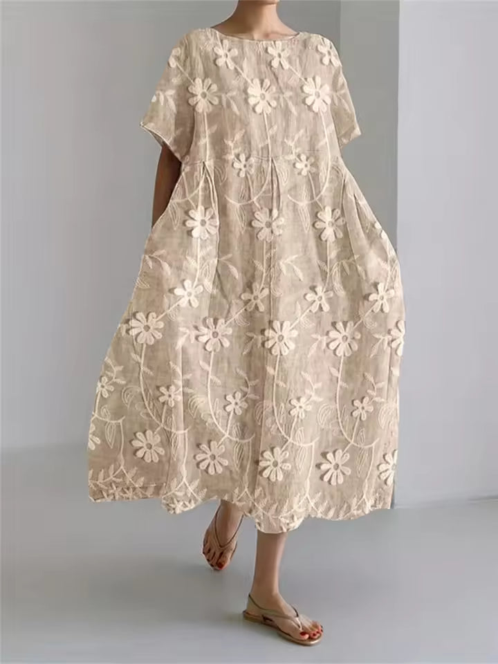 Fenella | Elegant Löst Rundhals Klänning