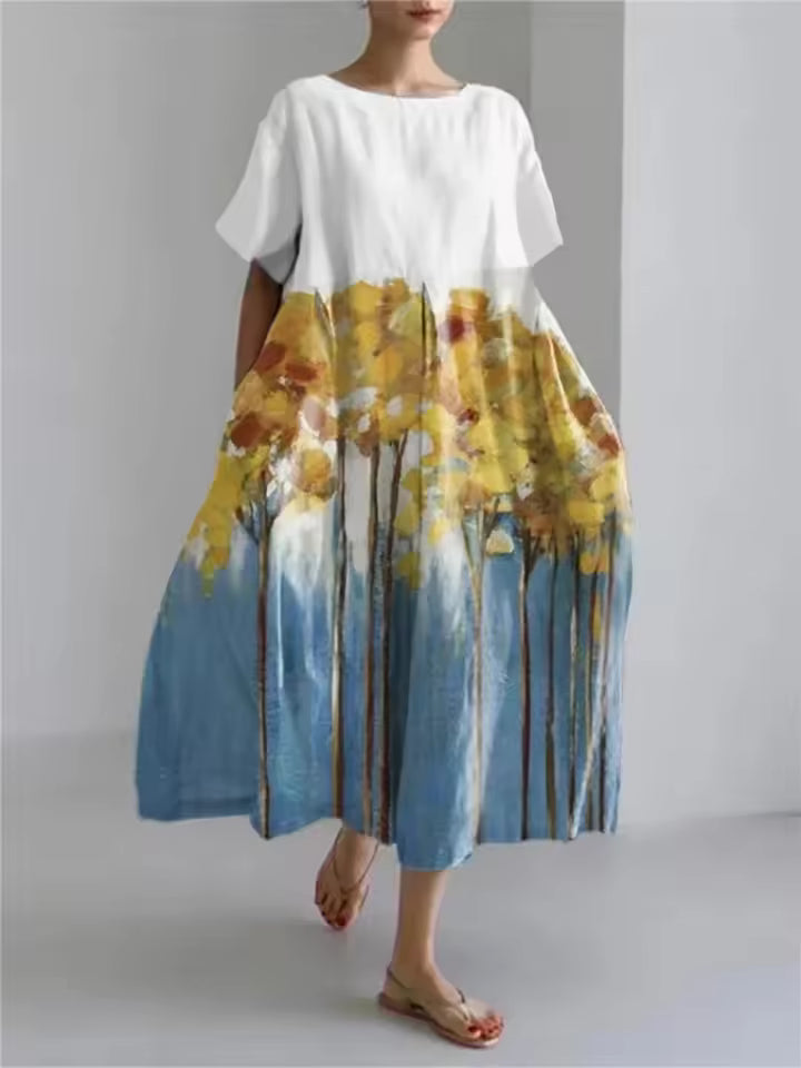 Fenella | Elegant Löst Rundhals Klänning