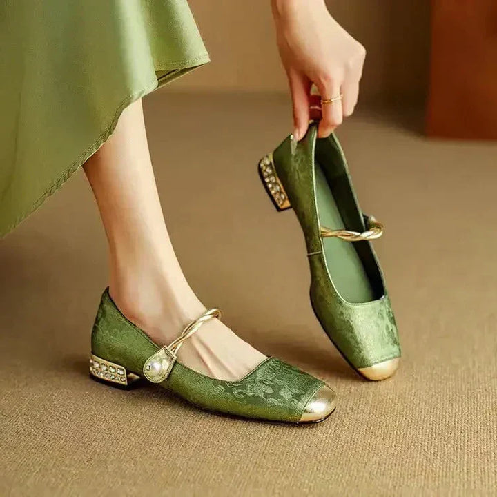 Daisy | Vintage Flätad Pärlrem Skor
