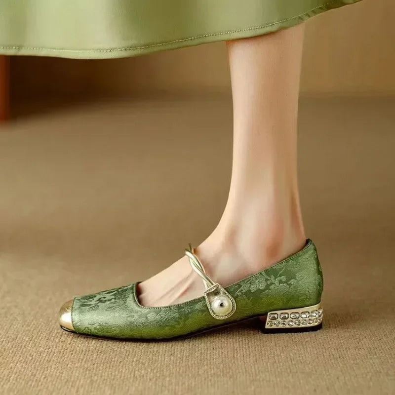 Daisy | Vintage Flätad Pärlrem Skor