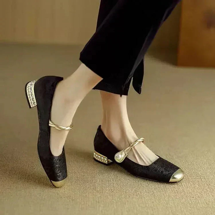 Daisy | Vintage Flätad Pärlrem Skor