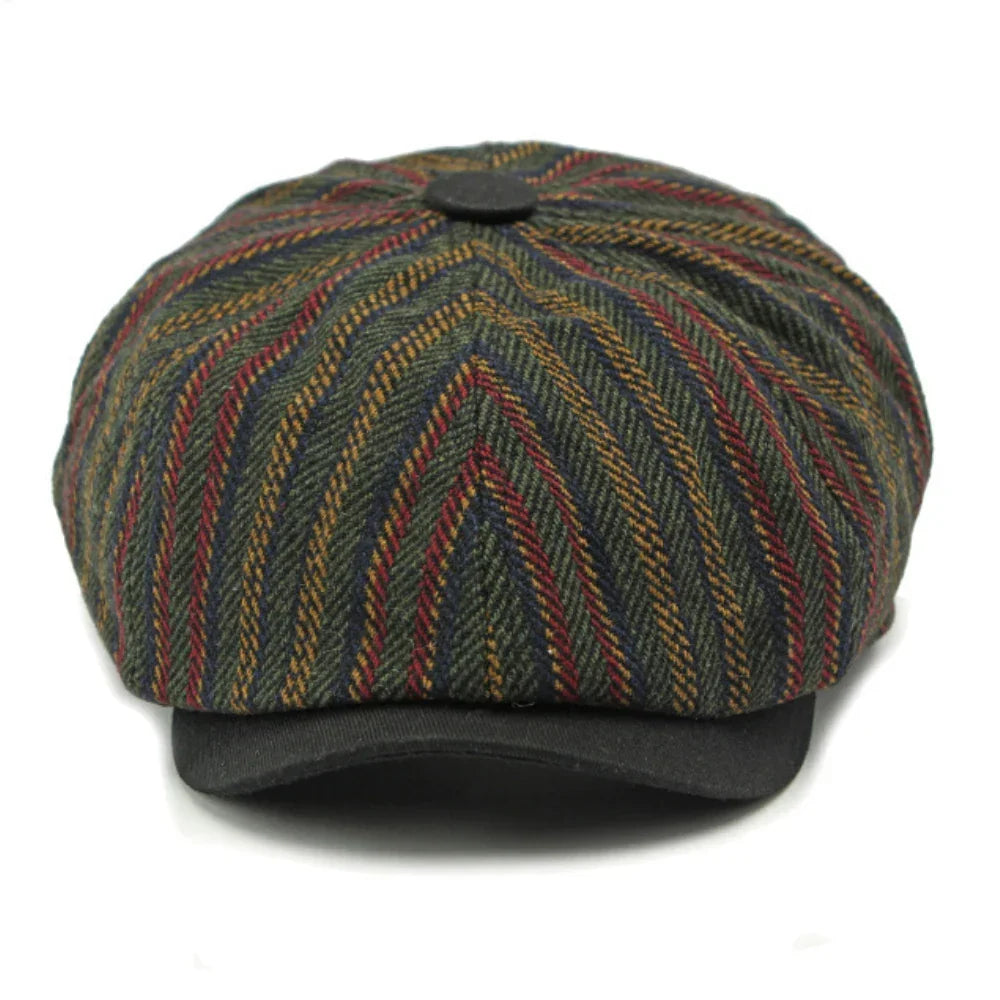 Dorian | Klassisk Randig Tweed Flat Cap