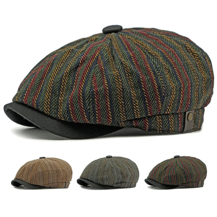 Dorian | Klassisk Randig Tweed Flat Cap