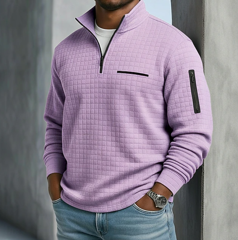 Edward | Avslappnad långärmad våffelsweater