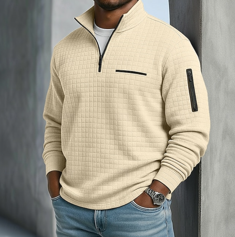 Edward | Avslappnad långärmad våffelsweater