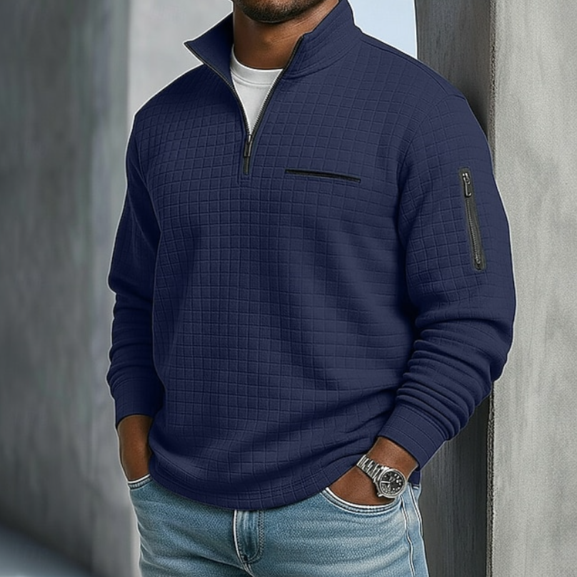 Edward | Avslappnad långärmad våffelsweater