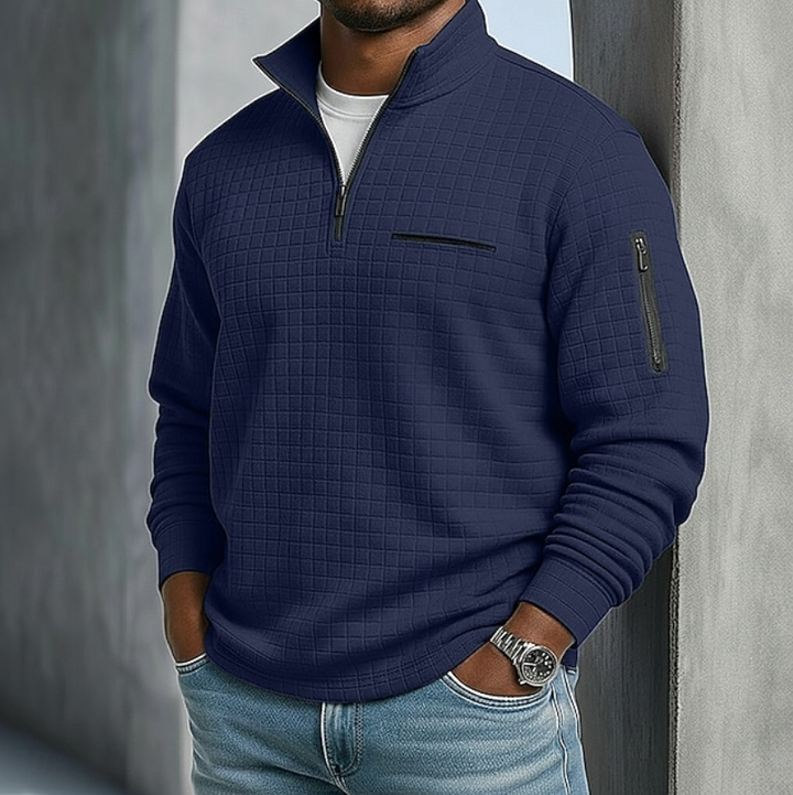 Edward | Avslappnad långärmad våffelsweater