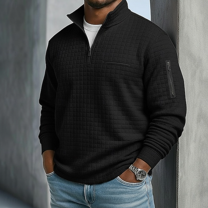 Edward | Avslappnad långärmad våffelsweater