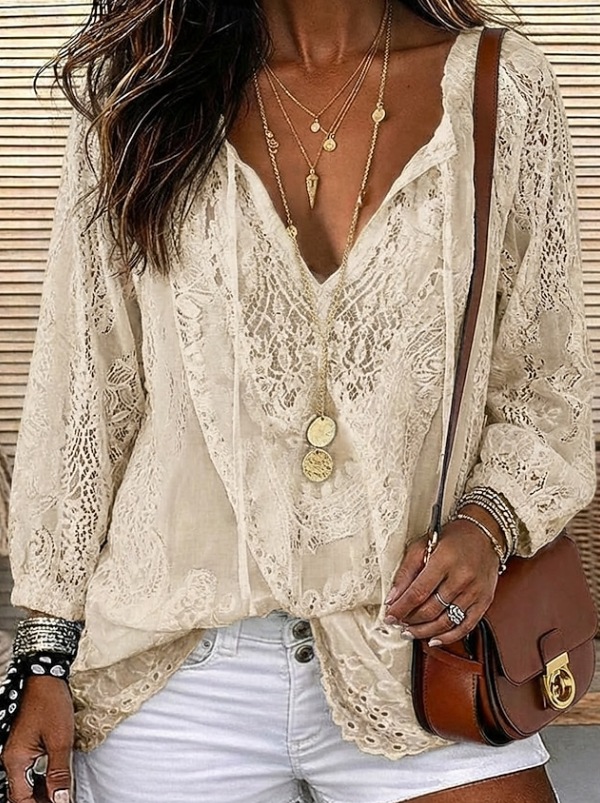 Amara | Boho Spets V-ringad Kimono Cardigan Topp