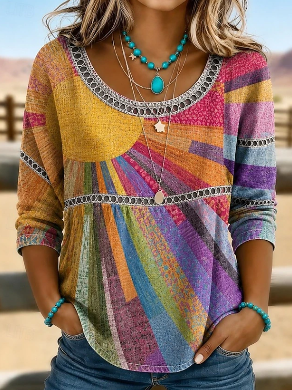 Alina | Boho Broderad V-ringad Topp för Varje Dag