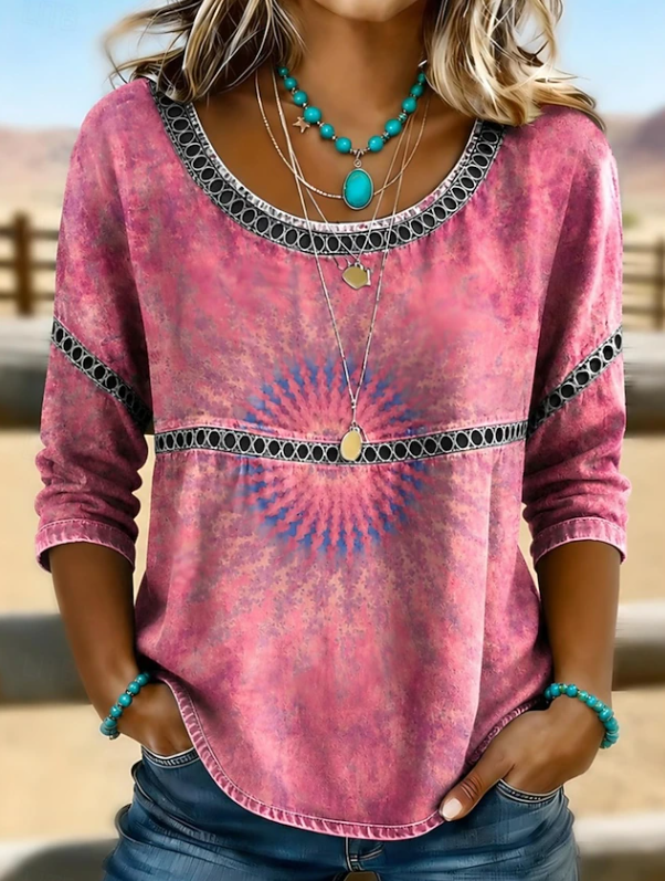 Alina | Boho Broderad V-ringad Topp för Varje Dag