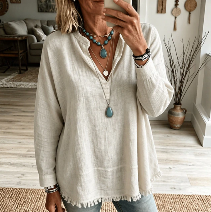 Olivia | Avslappnad V-ringad Tunika Blus