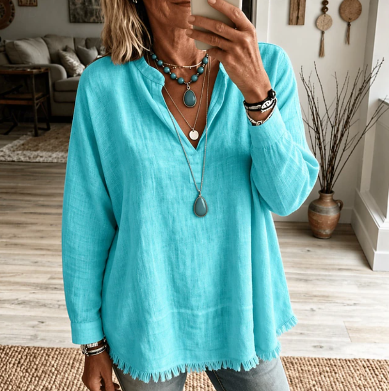Olivia | Avslappnad V-ringad Tunika Blus