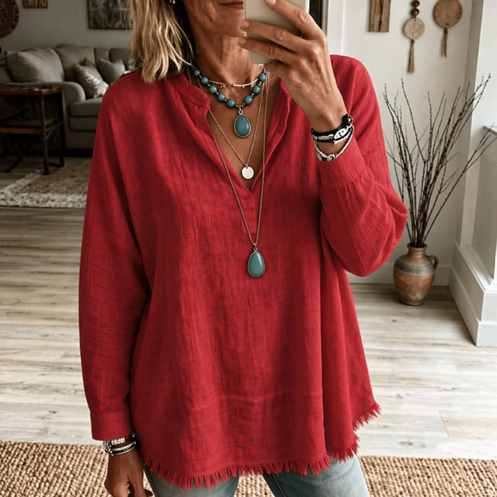 Olivia | Avslappnad V-ringad Tunika Blus