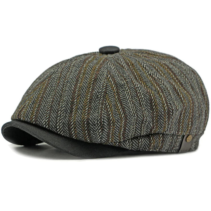 Dorian | Klassisk Randig Tweed Flat Cap