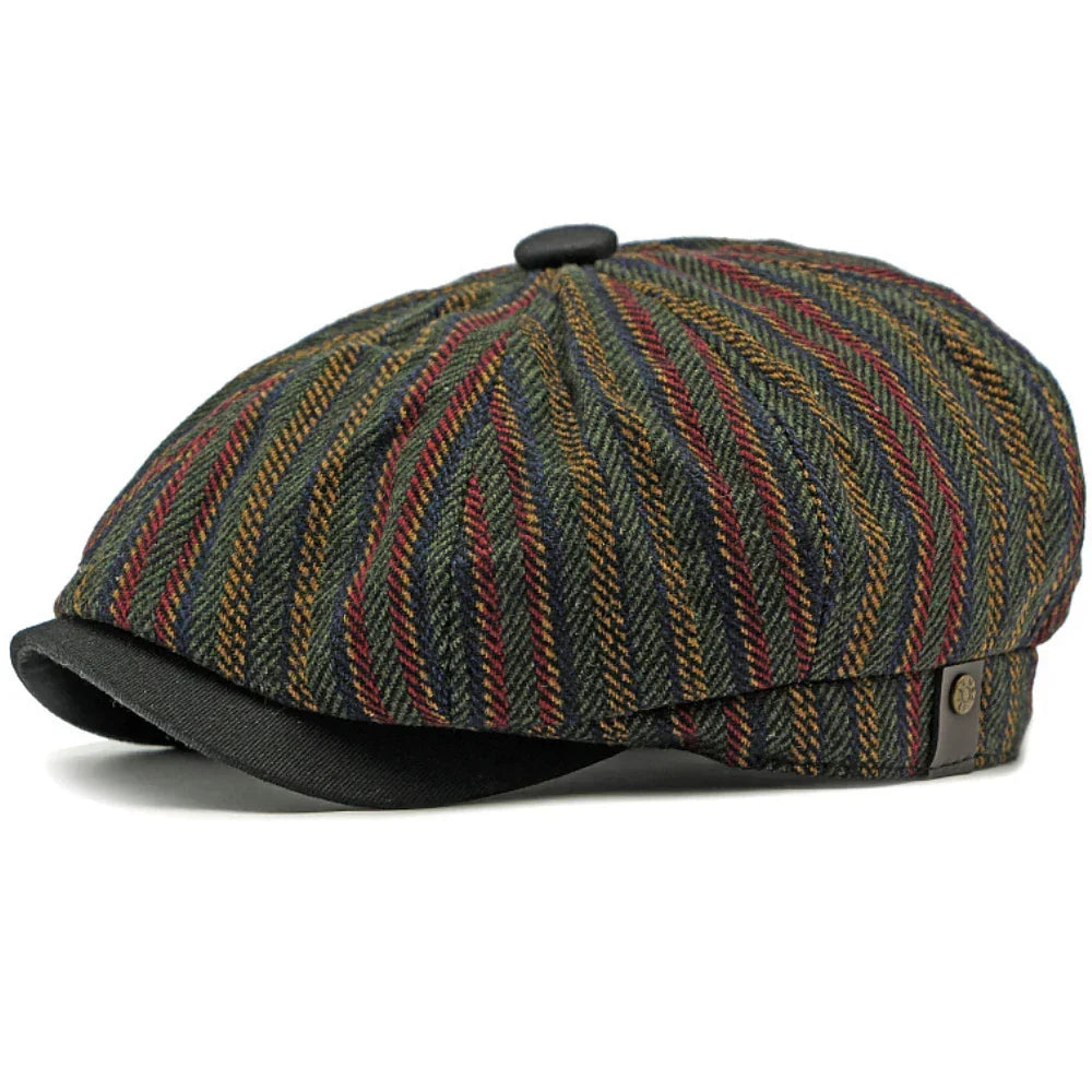 Dorian | Klassisk Randig Tweed Flat Cap