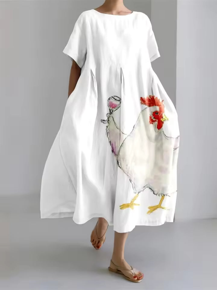 Fenella | Elegant Löst Rundhals Klänning