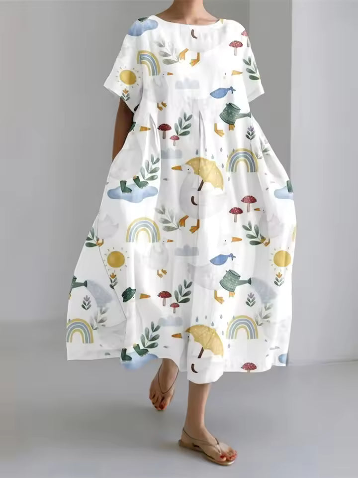 Fenella | Elegant Löst Rundhals Klänning