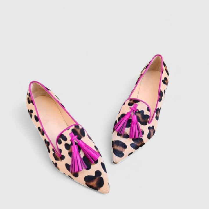 Janna | Klassiska Spetsiga Leopard Loafers