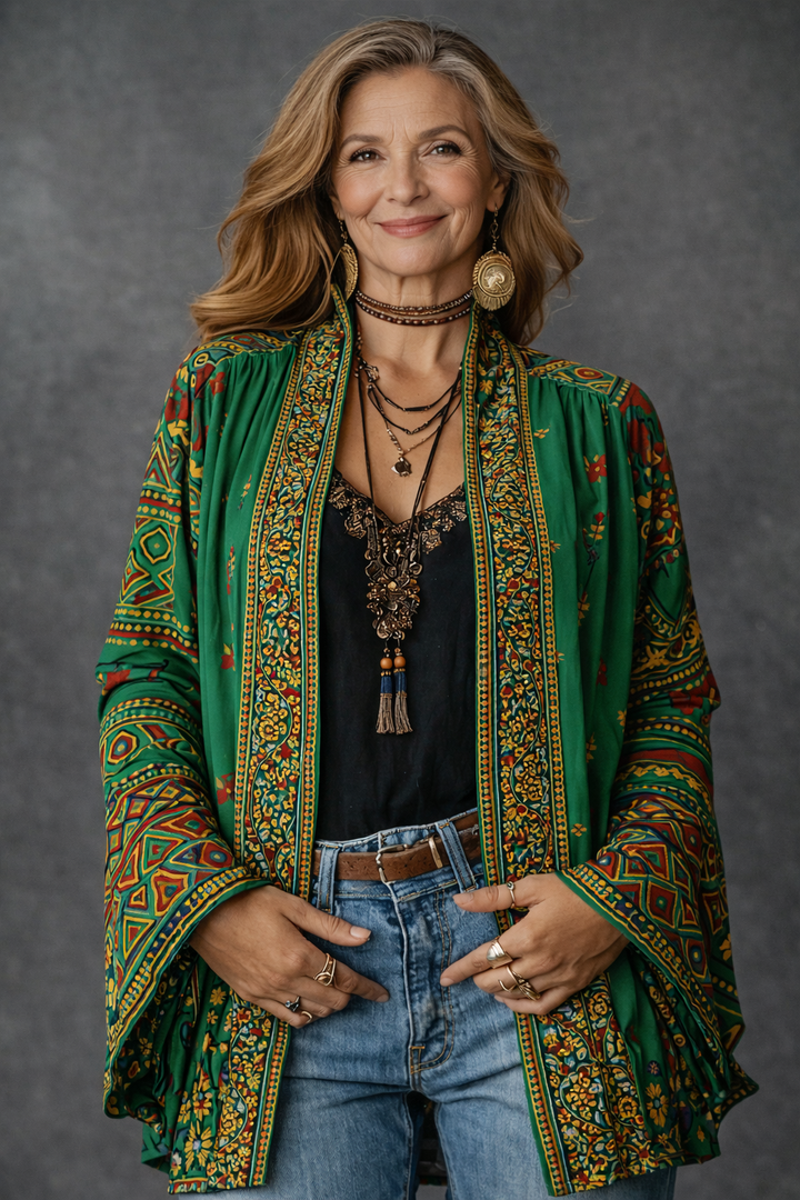 Amelie | Stilig Velvet-Touch Bohemisk Cardigan