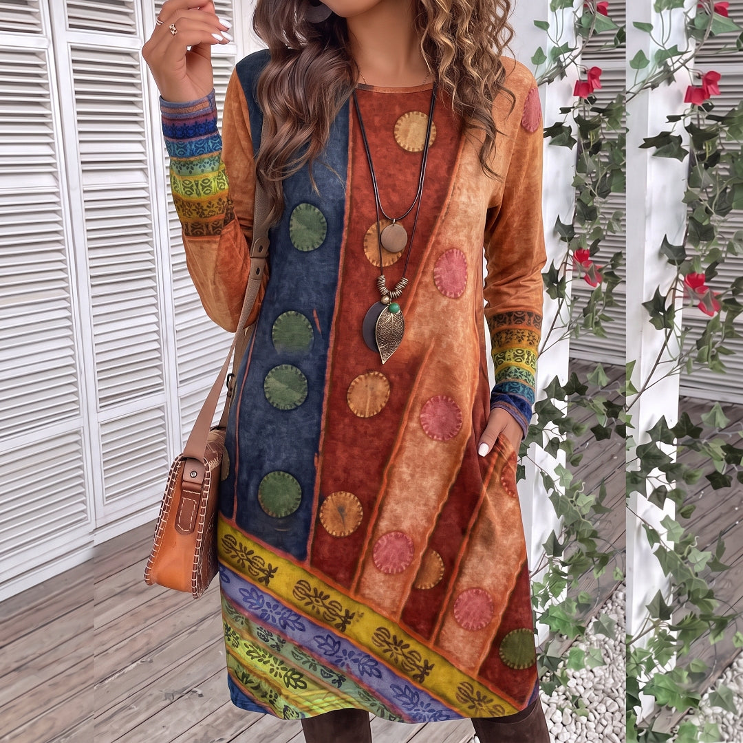 Zaria | Boho Blommig Långärmad Tunika
