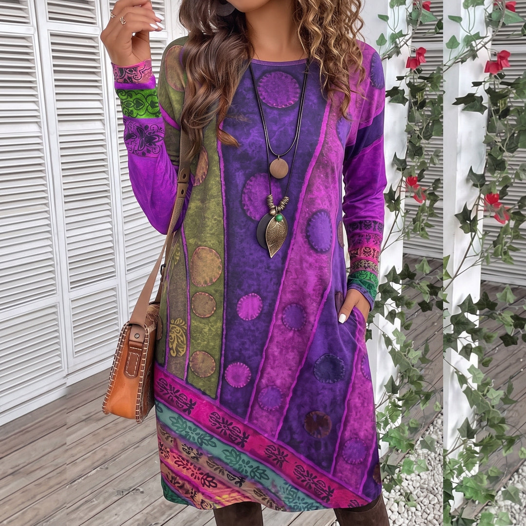 Zaria | Boho Blommig Långärmad Tunika
