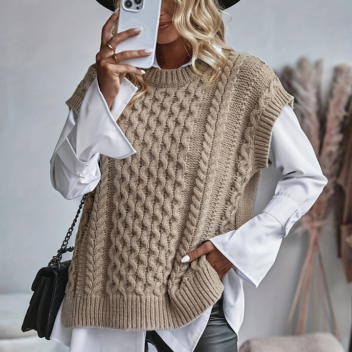 Colette | Kabelstickad ärmlös väst