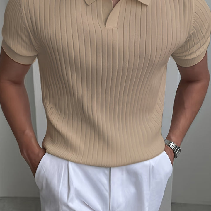 Maxwell | Ribbad Öppen-Krage Polo T-shirt