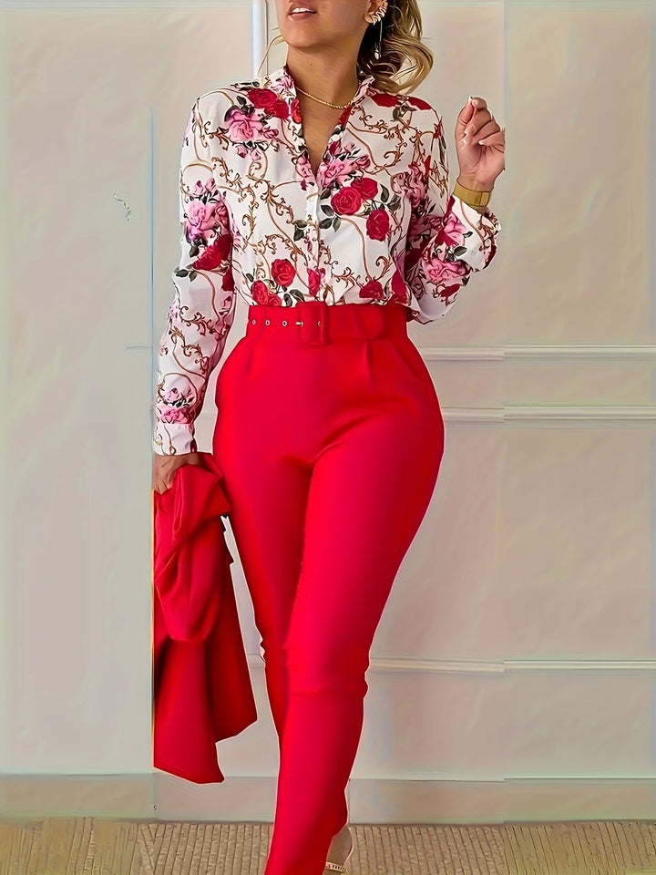 Marlene | Elegant Blommig Tvådelad Set