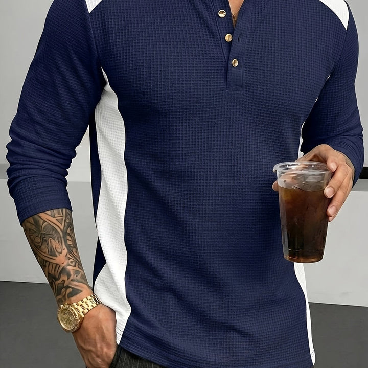 Sawyer | Texturerad Kontrast Henley Skjorta