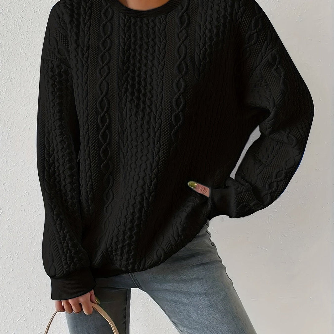 Maisie | Kabeltexturerad Crewneck Sweatshirt